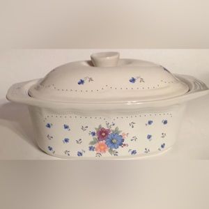 Ironstone Roaster Flowered Oval Baking Casserole Dish 11" x 6.5" x 3.5" Vintage